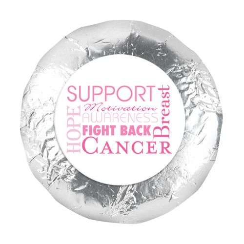 Personalized 1.25" Stickers - Breast Cancer Awareness Strength in Words (48 Stickers)
