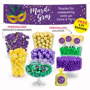 Personalized Mardi Gras Deluxe Candy Buffet