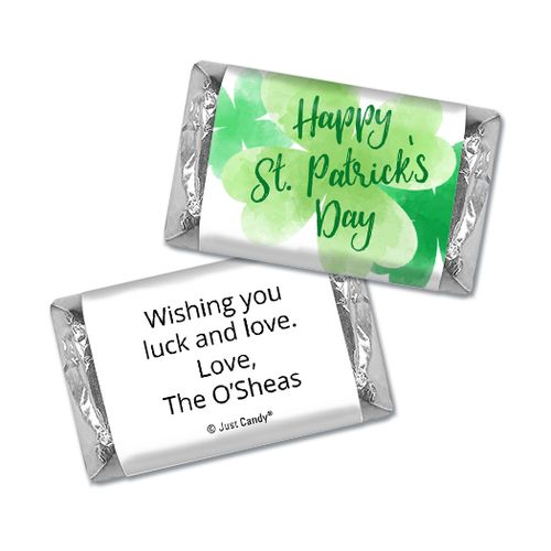Personalized St. Patrick's Day Watercolor Clovers Hershey's Miniatures