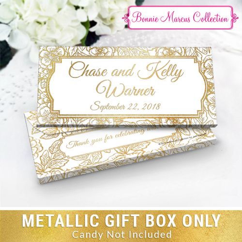 Deluxe Personalized Flowers Wedding Candy Bar Favor Box