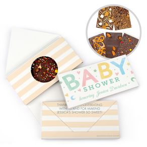 Personalized Bonnie Marcus Baby Shower Colorful Baby Gourmet Infused Belgian Chocolate Bars (3.5oz)