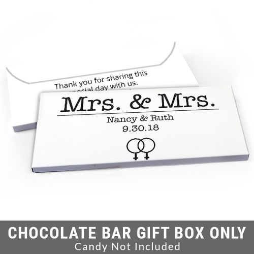 Deluxe Personalized Lesbian Wedding Mrs. & Mrs. Candy Bar Favor Box
