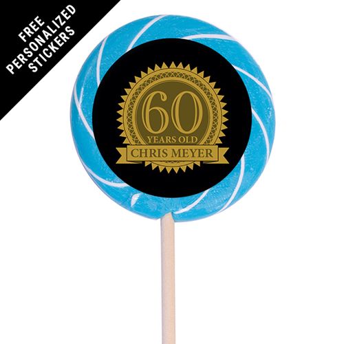 Milestones Personalized 3" Swirly Pop 60th Birthday Favors (12 Pack)