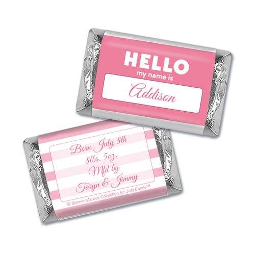 Bonnie Marcus Collection Personalized HERSHEY'S MINIATURES Wrappers Name Tag Girl Birth Announcement