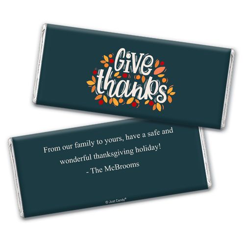 Personalized Thanksgiving Give Thanks Chocolate Bar & Wrapper