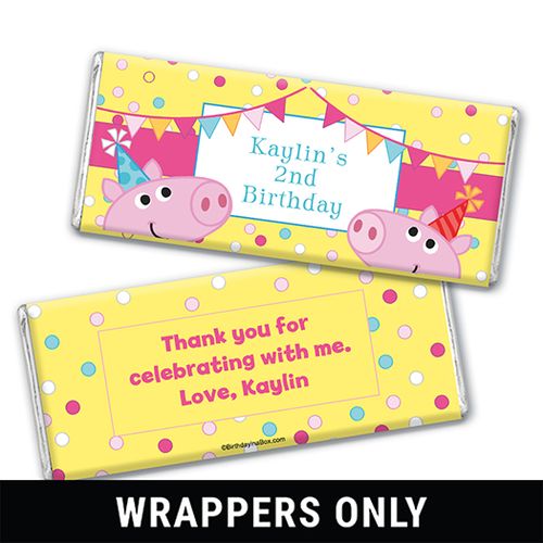 Personalized Birthday Pigs & Dots Chocolate Bar Wrappers