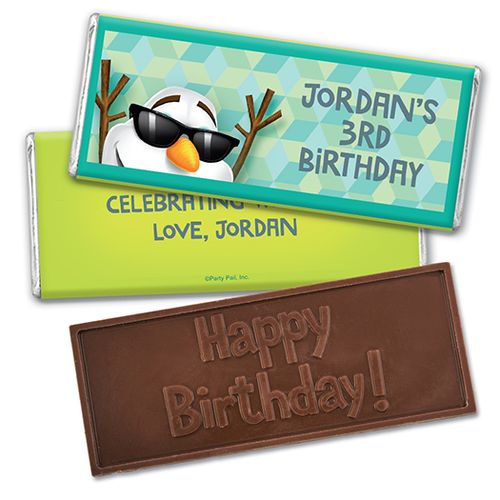 Personalized Birthday Snowman Embossed Happy Birthday Chocolate Bar