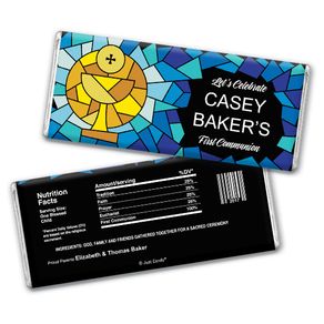 First Communion Personalized Chocolate Bar Stained Glass Sacrament