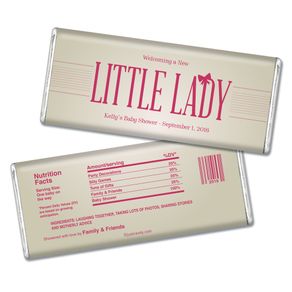 Baby Shower Personalized Chocolate Bar Little Lady Bow
