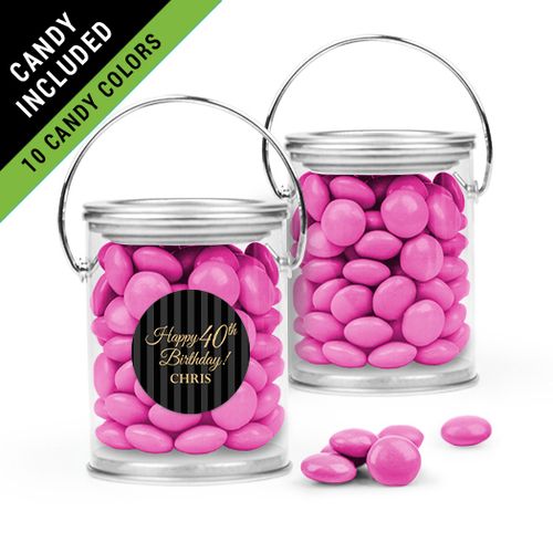 Personalized Milestones 40th Birthday Favor Assembled Paint Can Filled with Just Candy Milk Chocolate Minis
