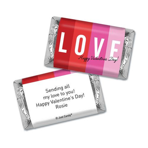 Personalized Valentine's Day Color Block Love Hershey's Miniatures Wrappers