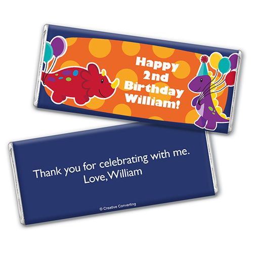 Personalized Birthday Dinosaurs & Balloons Chocolate Bar & Wrapper