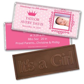 Bonnie Marcus Collection Personalized Polka Dots & Crown Girl Birth Announcement