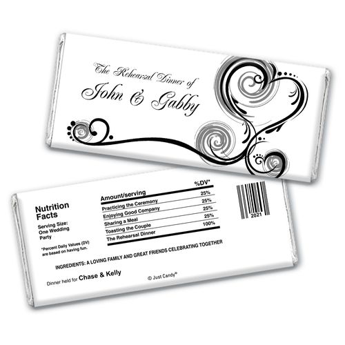 Formal Feast Rehearsal Dinner Favor Personalized Candy Bar - Wrapper Only