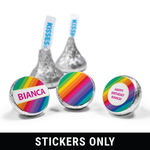 Personalized Birthday Rainbow 3/4" Sticker (108 Stickers)
