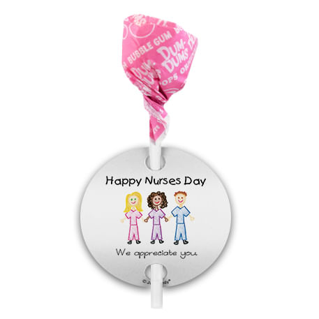 Personalized Nurse Appreciation Multicultural Scrubs Dum Dums with Gift Tag (75 pops)