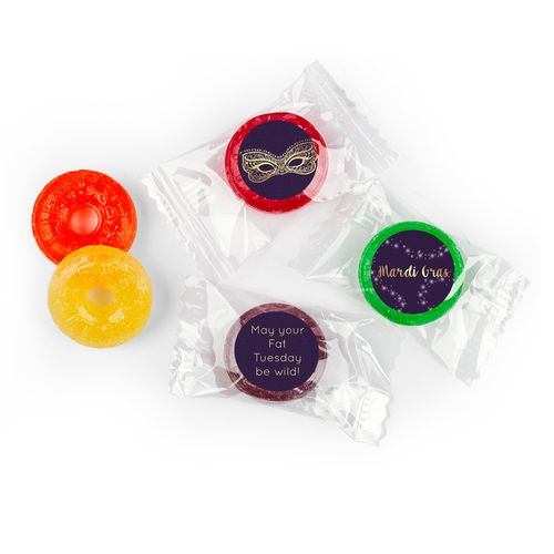 Personalized Life Savers 5 Flavor Hard Candy - Mardi Gras Golden Elegance