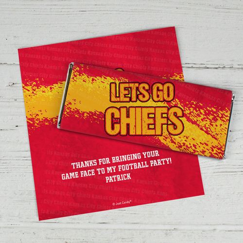 Personalized Chiefs Football Party Chocolate Bar Wrappers Only