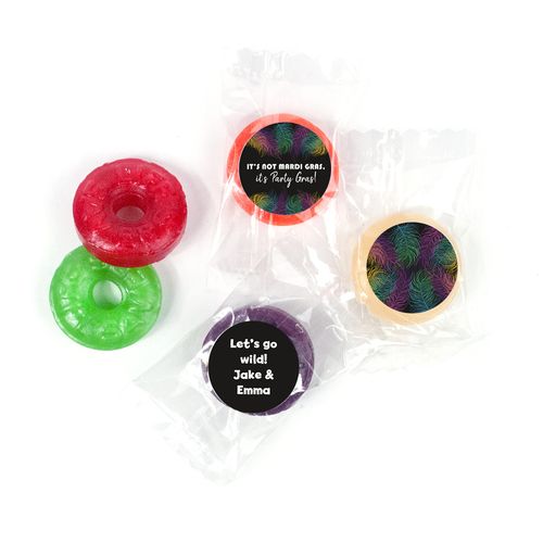 Personalized Life Savers 5 Flavor Hard Candy - Mardi Gras Party Feathers