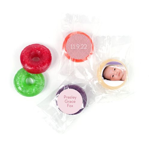 Bonnie Marcus Personalized LifeSavers 5 Flavor Hard Candy Baby Photo Birth Announcement (300 Pack)