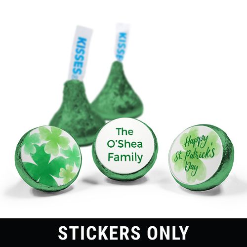 Personalized St. Patrick's Day Watercolor Clovers 3/4" Sticker (108 Stickers)