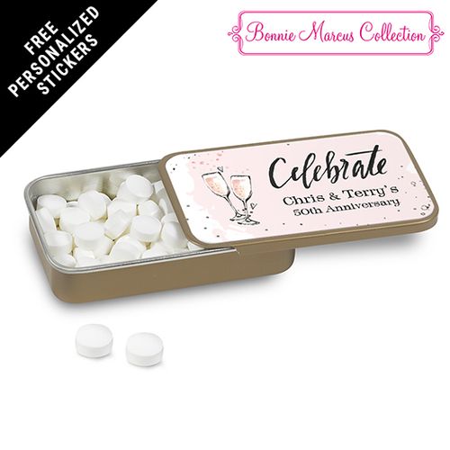 Bonnie Marcus Collection Personalized Mint Tin Cheers to the Years Anniversary Favor