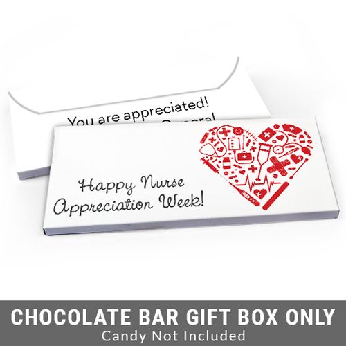 Deluxe Personalized Medical Heart Nurse Appreciation Candy Bar Favor Box