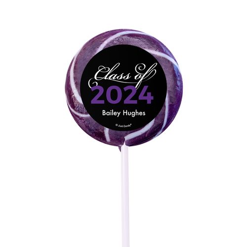 Personalized Graduation Script Small Purple Swirly Pop (24 Pack)