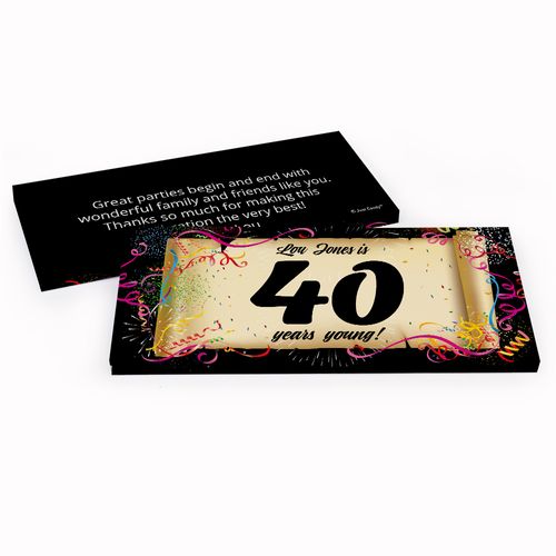 Deluxe Personalized 40th Confetti Birthday Birthday Hershey's Chocolate Bar in Gift Box