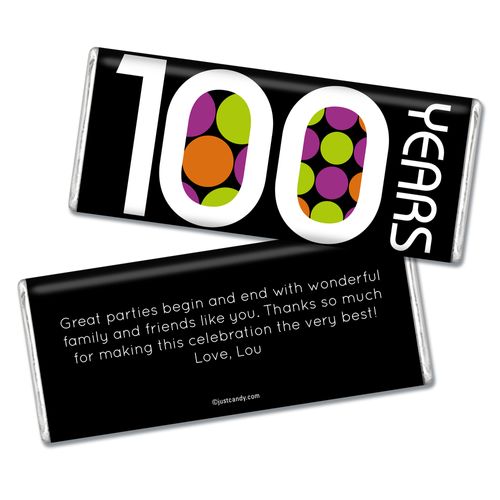 Birthday Personalized Chocolate Bar 100th Birthday Polka Dots Century