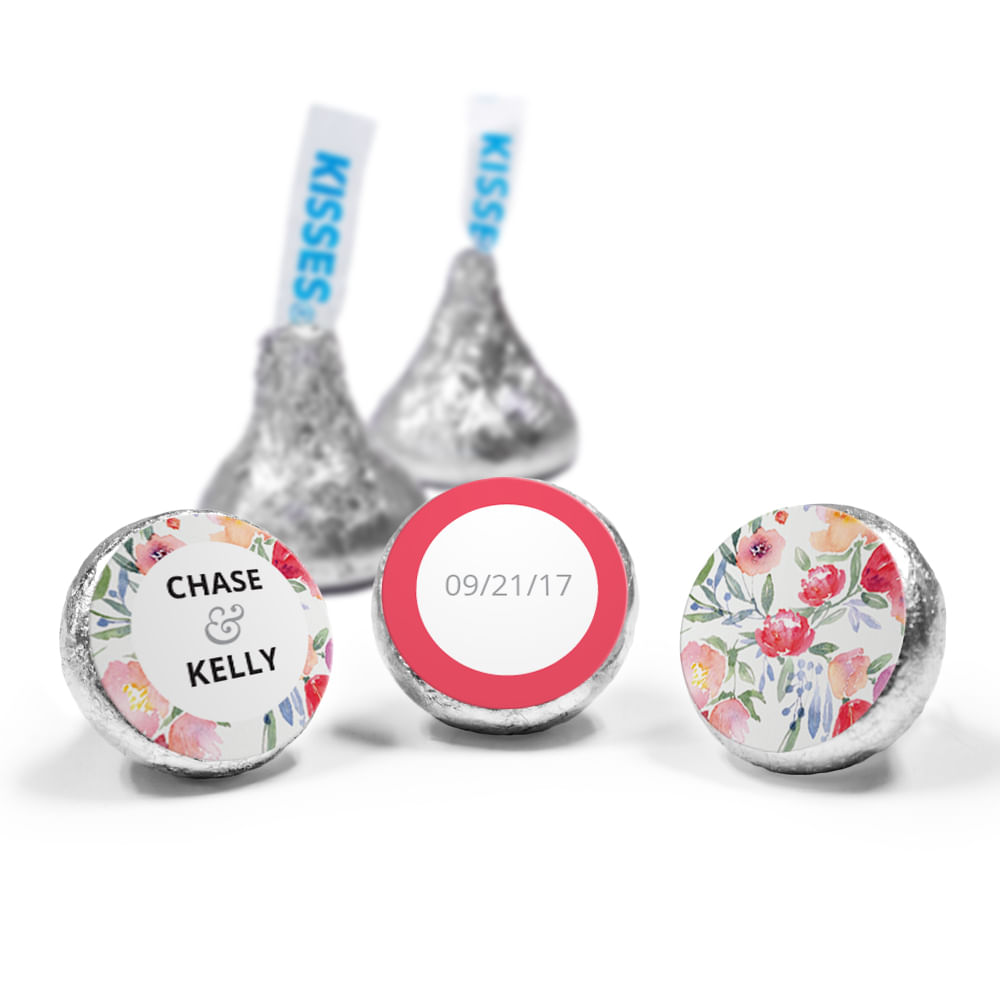 Personalized Hershey's Kisses Watercolor Flowers Wedding Favors 