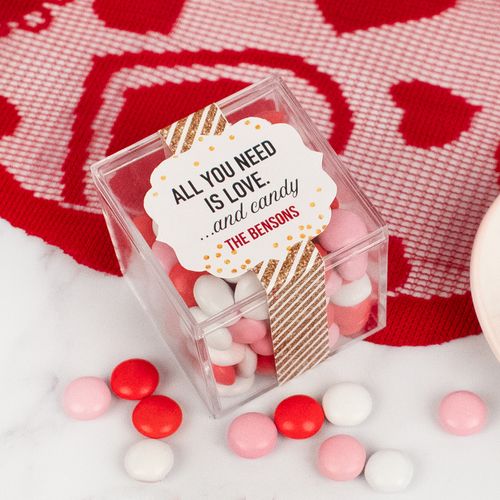 Personalized Valentine's Day JUST CANDY® favor cube with Just Candy Milk Chocolate Minis