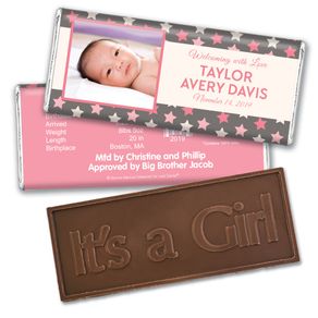 Bonnie Marcus Collection Personalized Embossed It's a Girl Bar Star Girl Birth Announcement