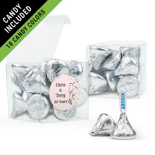 Personalized Anniversary Favor Assembled Clear Box Filled with Hershey's Kisses