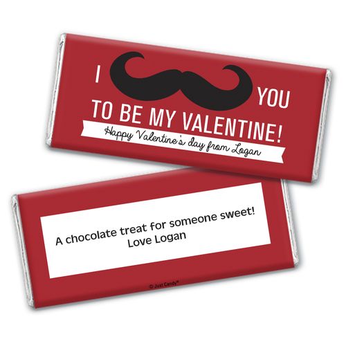Personalized Valentine's Day Mustache Valentine Chocolate Bar Wrappers Only