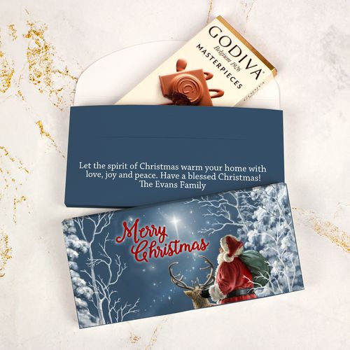 Deluxe Personalized Silent Night Santa Christmas Godiva Chocolate Bar in Gift Box