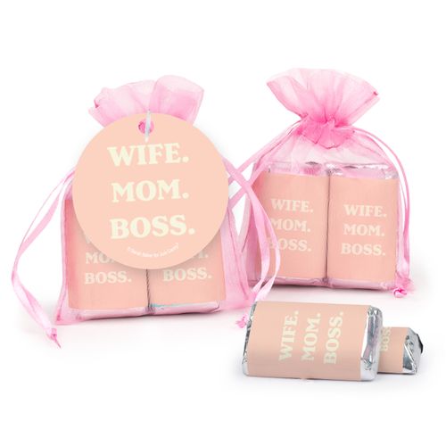 Mother's Day Wife Mom Boss Hershey's Miniatures in Organza Bags with Gift Tag