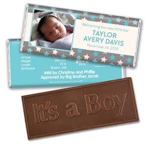 Bonnie Marcus Collection Personalized Embossed It's a Boy Bar Star Boy Birth Announcement