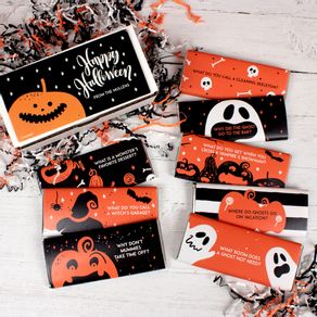 Personalized Halloween Joke Box of Boos - Belgian Chocolate Bars Gift Box - 8 Pack