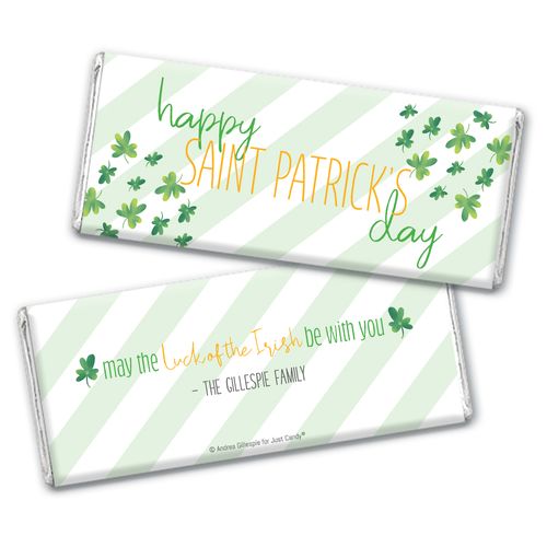 Personalized St. Patrick's Day Floating Clovers Chocolate Bar Wrappers
