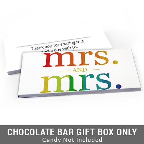 Deluxe Personalized Lesbian Wedding Mrs. & Mrs. Rainbow Candy Bar Favor Box
