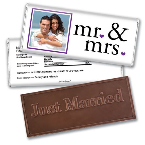 Personalized Wedding Favor Embossed Chocolate Bar Mr & Mrs Photo
