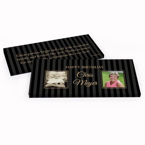 Deluxe Personalized Pinstripe Birthday Hershey's Chocolate Bar in Gift Box