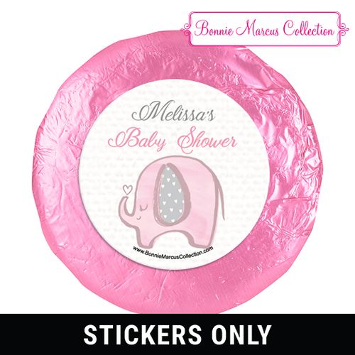 Personalized Bonnie Marcus Elephants Baby Shower 1.25in Stickers (48 Stickers)