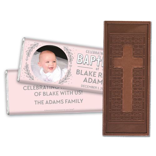 Personalized Bonnie Marcus Filigree and Heart Baptism Embossed Chocolate Bar