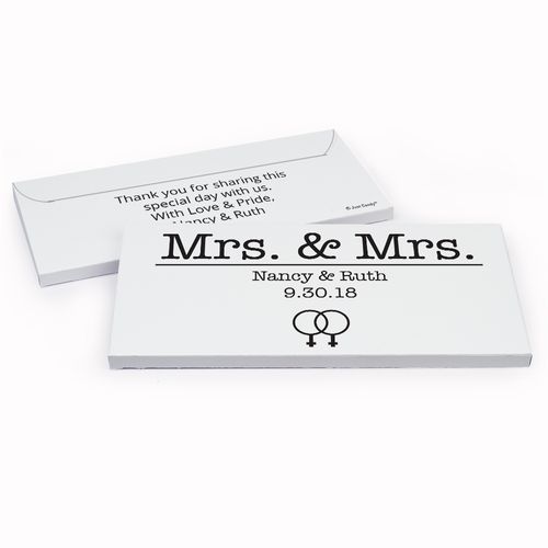 Deluxe Personalized Lesbian Wedding Mrs. & Mrs. Hershey's Chocolate Bar in Gift Box