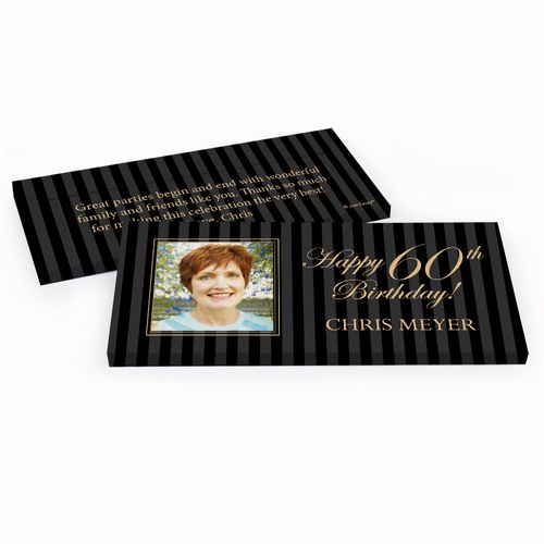 Deluxe Personalized Photo 60th Birthday Hershey's Chocolate Bar in Gift Box
