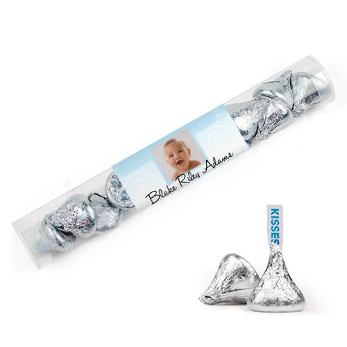Personalized Baptism Cross and Scroll Tube with Hershey's Kisses