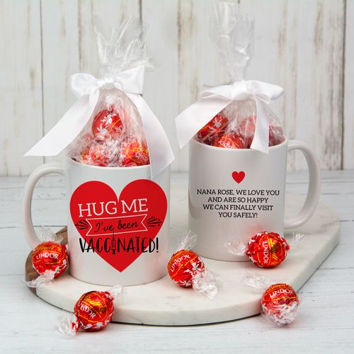 Personalized Hug Me I've Been Vaccinated 11oz Mug with Lindt Truffles
