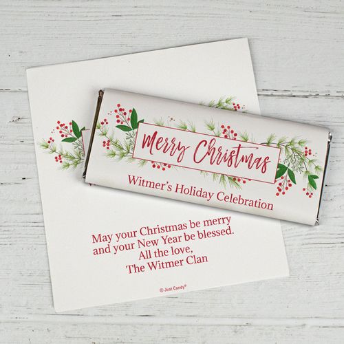 Personalized Christmas Chocolate Bar Wrappers Only - Christmas Botanicals